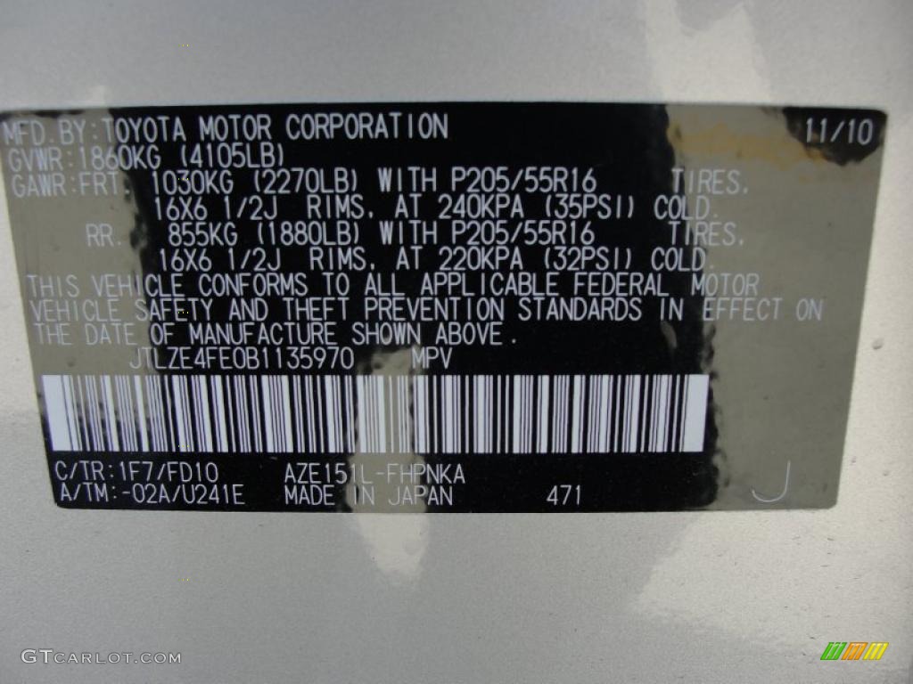 2011 xB Color Code 1F7 for Classic Silver Metallic Photo #46742401