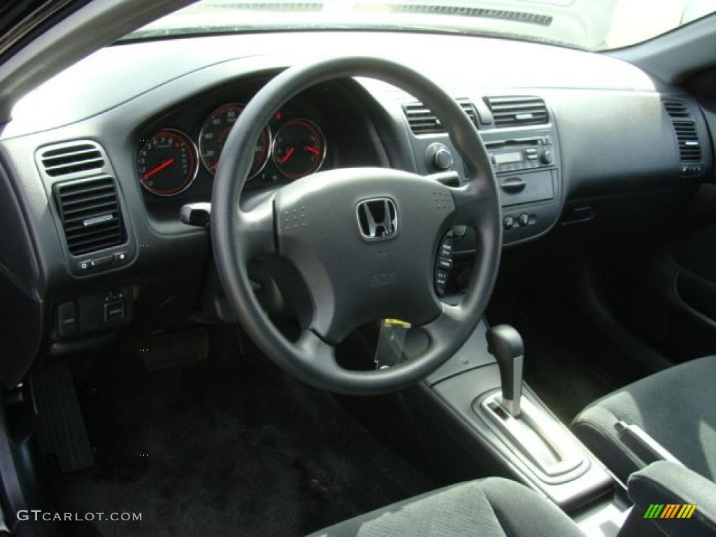 Black Interior 2003 Honda Civic LX Coupe Photo #46742851
