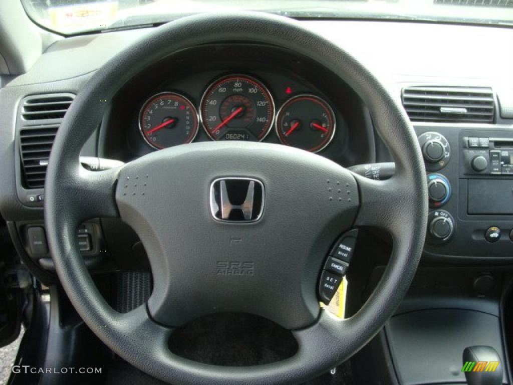2003 Honda Civic LX Coupe Black Steering Wheel Photo #46742899