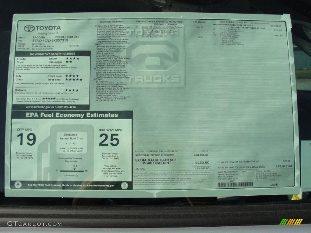 2011 Tacoma Double Cab - Super White / Graphite Gray photo #33