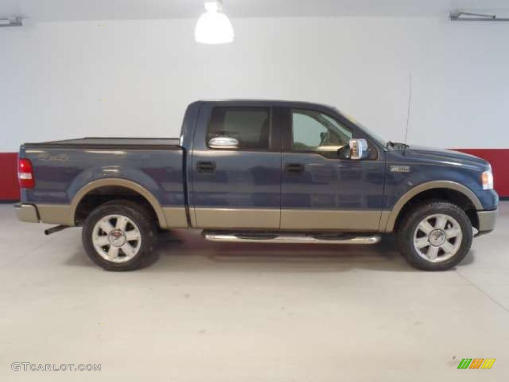 2006 F150 Lariat SuperCrew 4x4 - Medium Wedgewood Blue Metallic / Tan photo #3