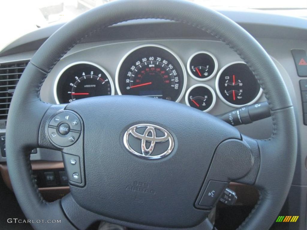 2011 Toyota Tundra Limited CrewMax 4x4 Redrock/Black Steering Wheel Photo #46759437