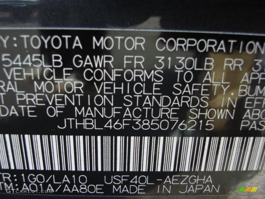2008 LS Color Code 1G0 for Smokey Granite Gray Mica Photo #46764930