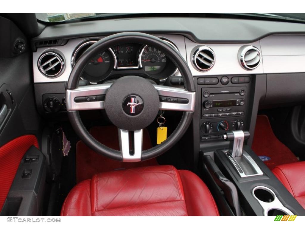 2006 Mustang GT Premium Convertible - Satin Silver Metallic / Red/Dark Charcoal photo #14