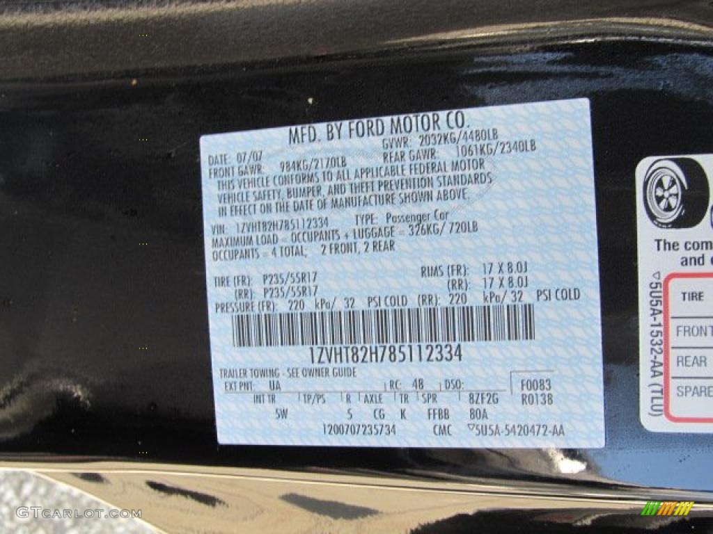 2008 Mustang Color Code UA for Black Photo #46779804