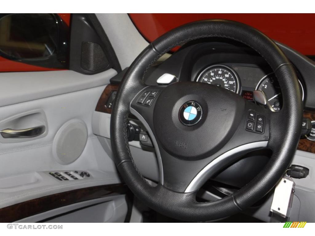 2009 BMW 3 Series 335i Sedan Grey Dakota Leather Steering Wheel Photo #46785372