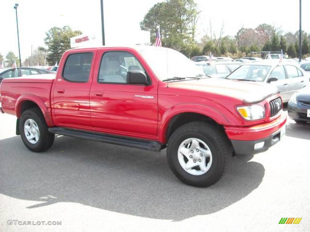 2001 Tacoma V6 PreRunner Double Cab - Radiant Red / Oak Beige photo #7