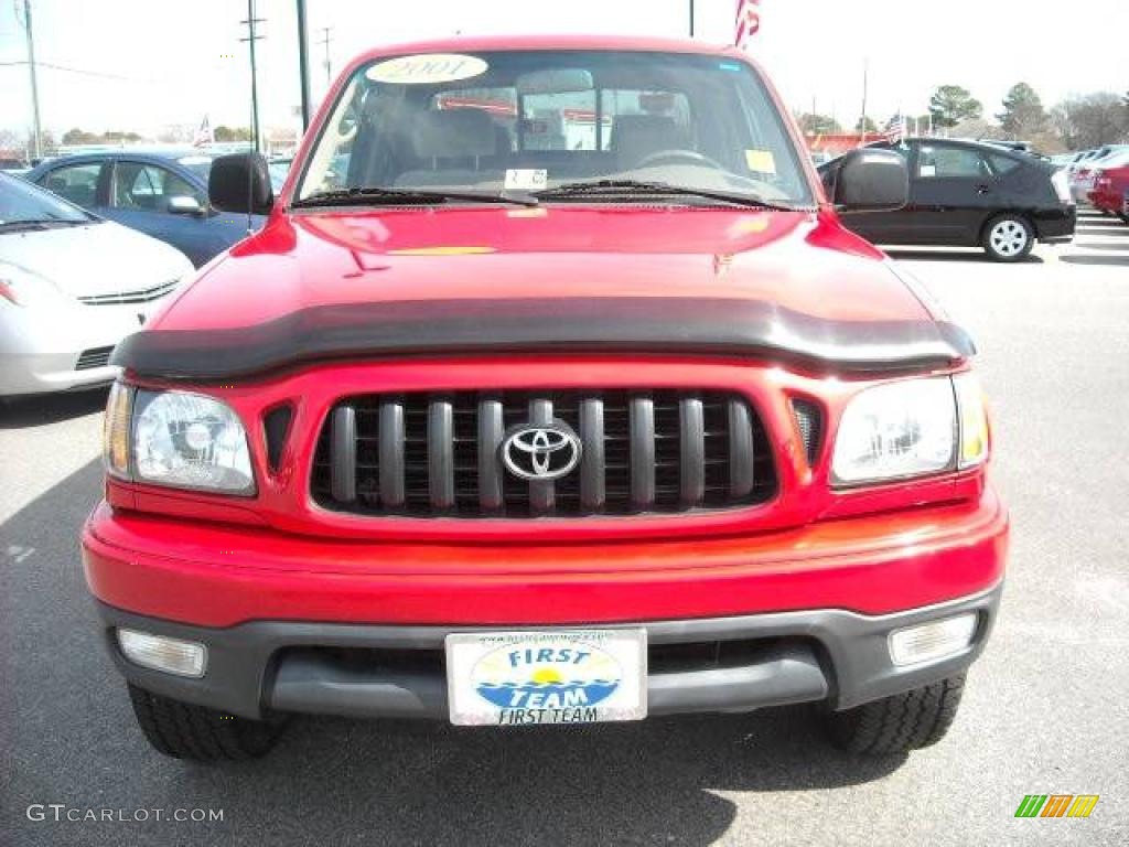 2001 Tacoma V6 PreRunner Double Cab - Radiant Red / Oak Beige photo #9