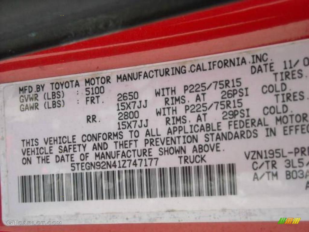 2001 Tacoma V6 PreRunner Double Cab - Radiant Red / Oak Beige photo #22