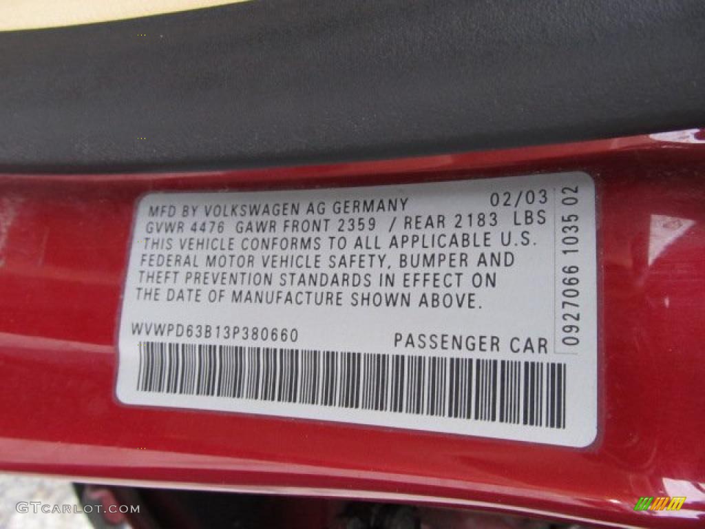 2003 Passat GLS Sedan - Colorado Red Pearl / Beige photo #19