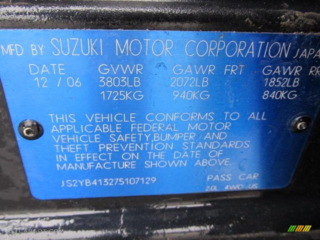 2007 Suzuki SX4 Convenience AWD Info Tag Photo #46792299