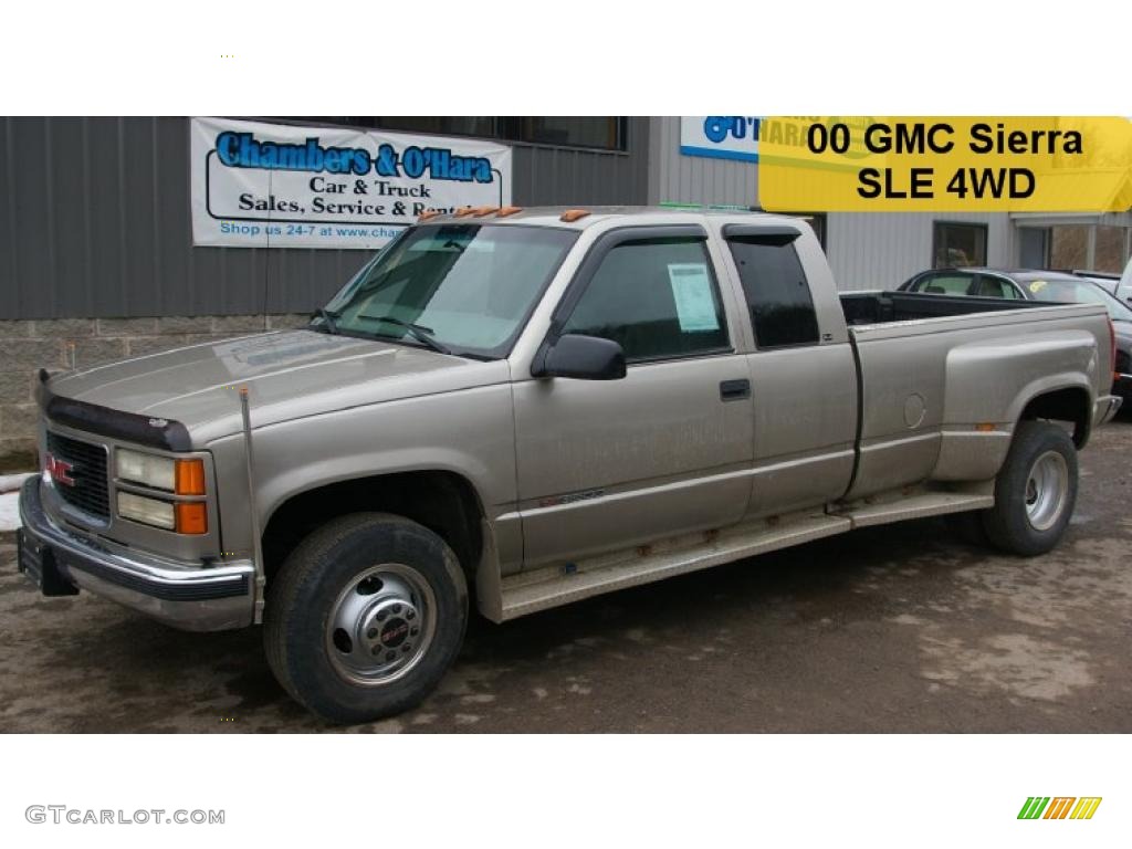 2000 Sierra 3500 SLE Extended Cab Dually - Pewter Metallic / Neutral photo #1