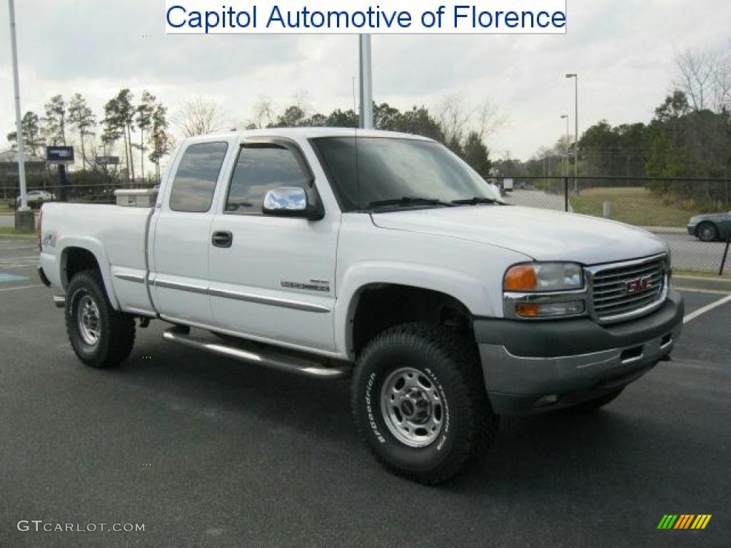 2001 Sierra 2500HD SLT Extended Cab 4x4 - Summit White / Graphite photo #1