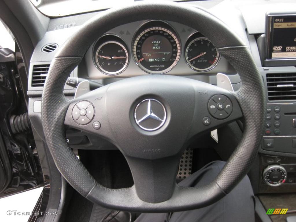 2008 Mercedes-Benz C 63 AMG Black Steering Wheel Photo #46800717