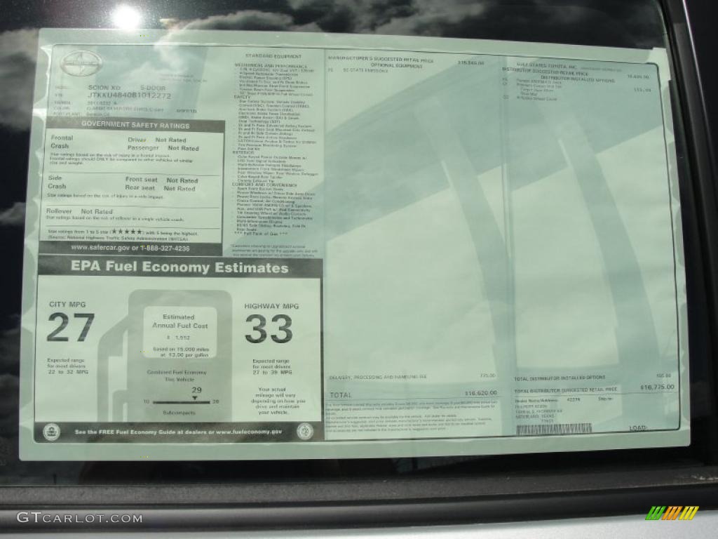 2011 Scion xD Standard xD Model Window Sticker Photo #46804176