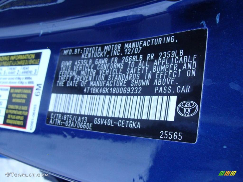 2008 Camry XLE V6 - Blue Ribbon Metallic / Ash photo #28