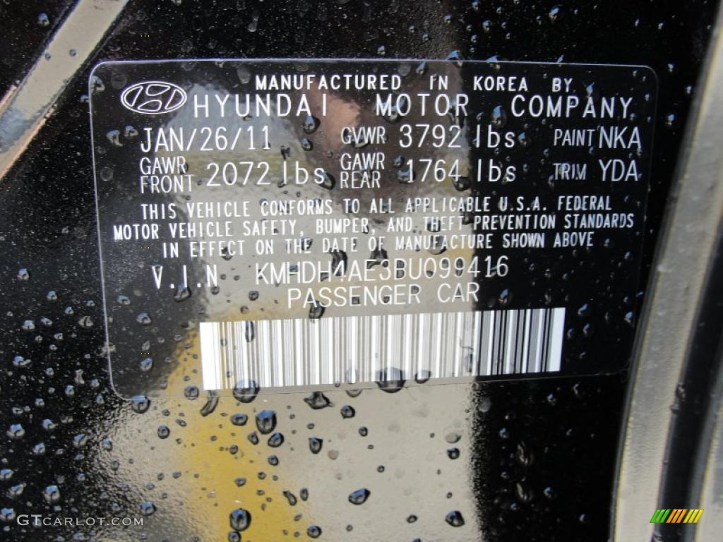 2011 Elantra Color Code NKA for Black Noir Pearl Photo #46810485