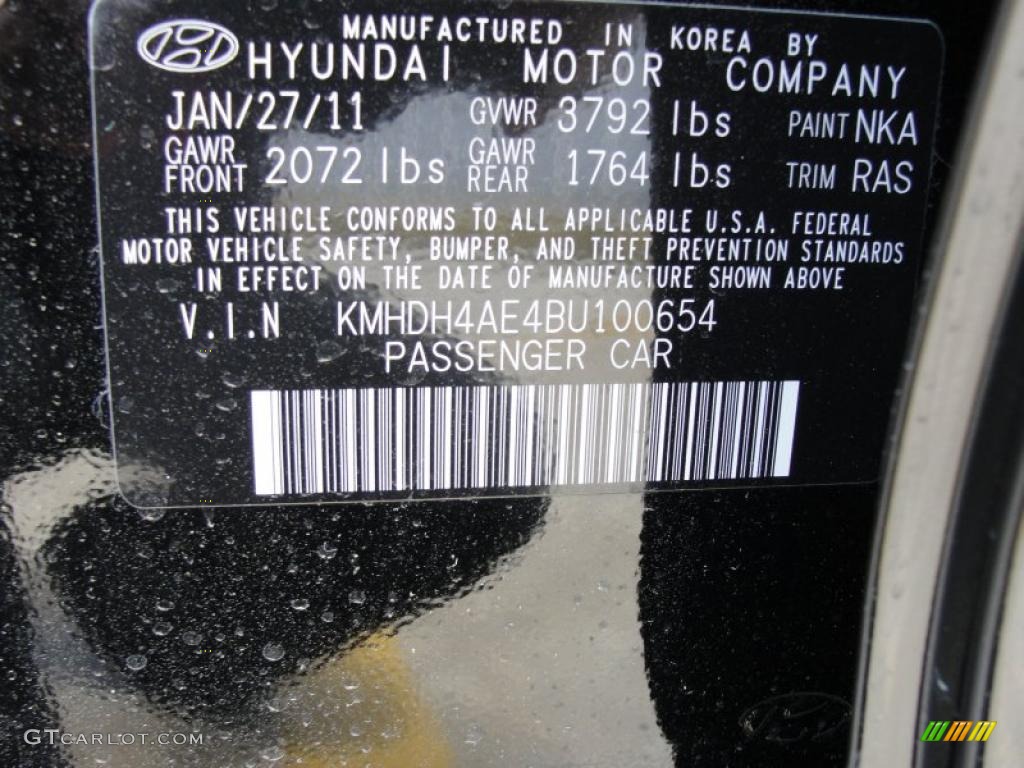 2011 Elantra Color Code NKA for Black Noir Pearl Photo #46811055