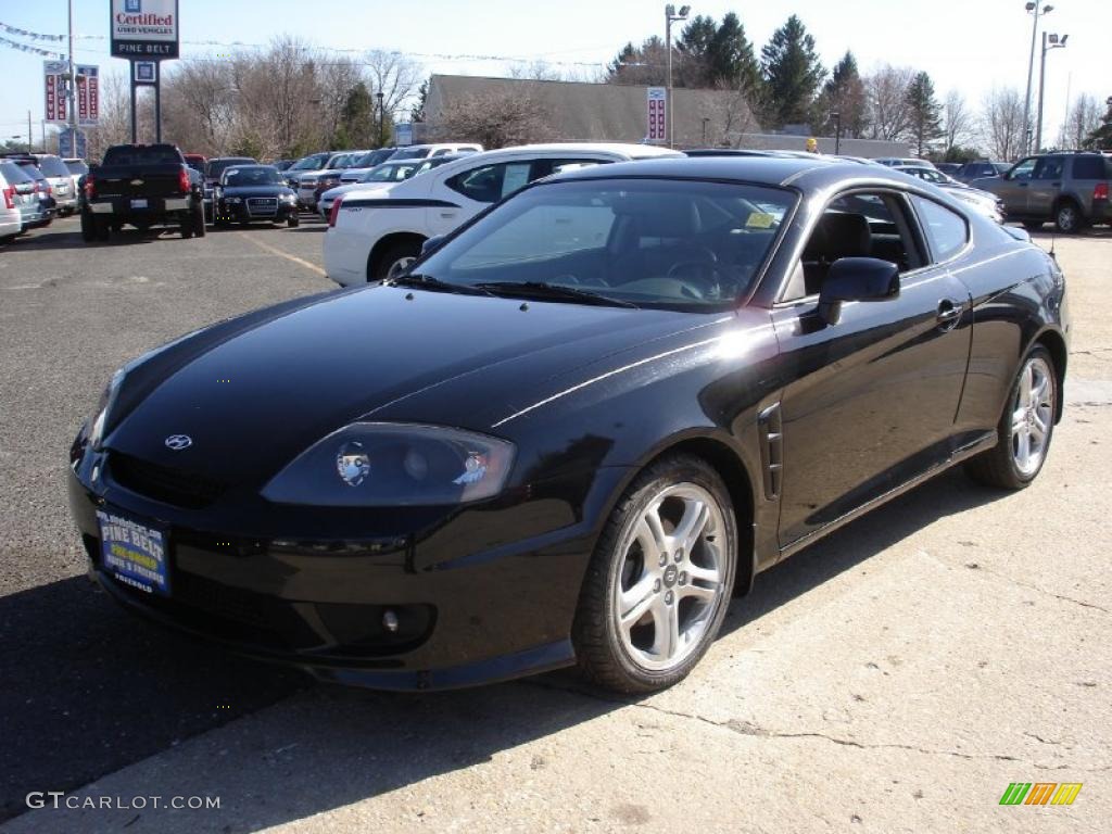 2006 Tiburon GT - Obsidian Black / Black/Red photo #1