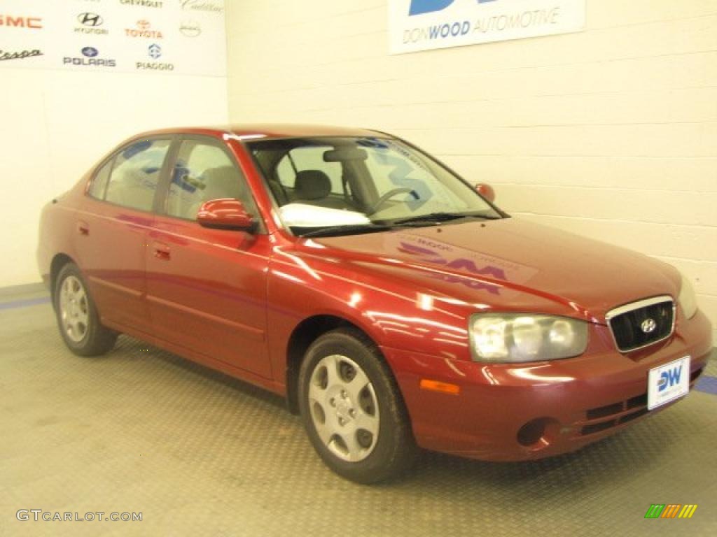 2002 Elantra GLS Sedan - Chianti Red / Beige photo #1