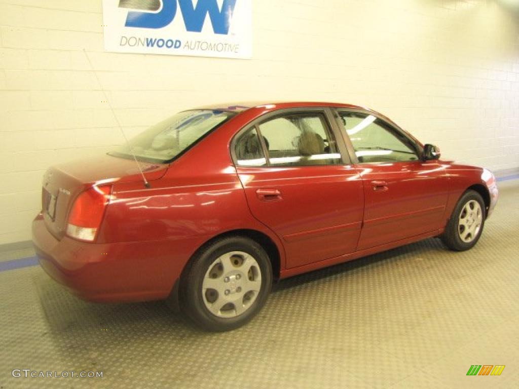 2002 Elantra GLS Sedan - Chianti Red / Beige photo #3