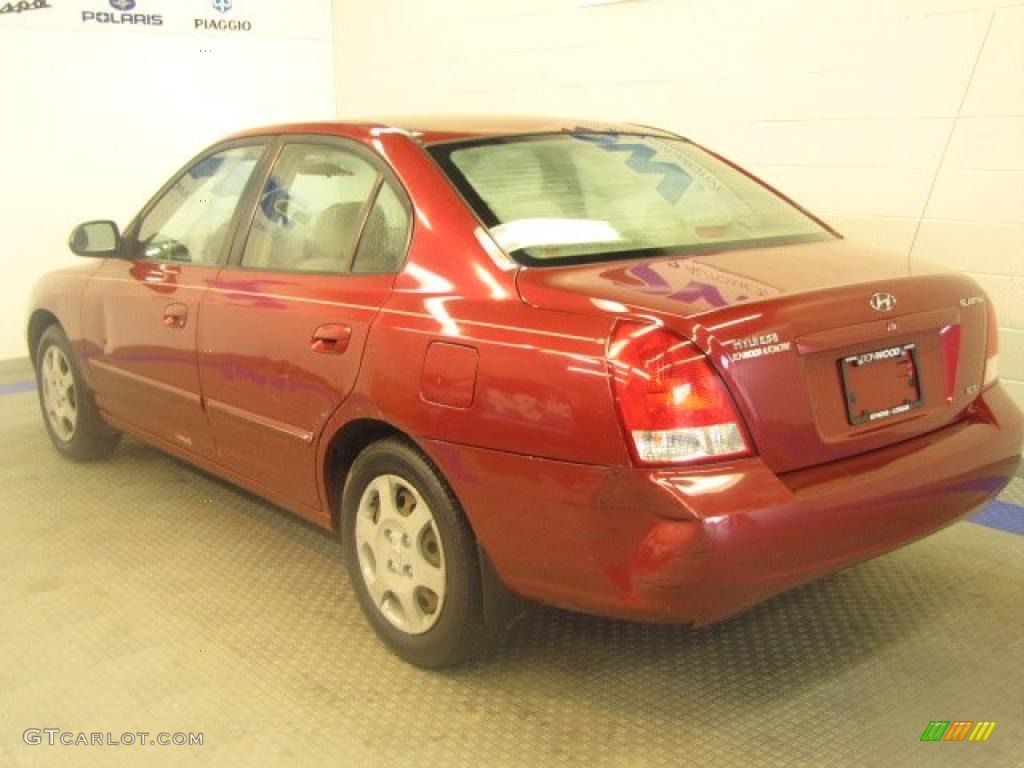 2002 Elantra GLS Sedan - Chianti Red / Beige photo #4