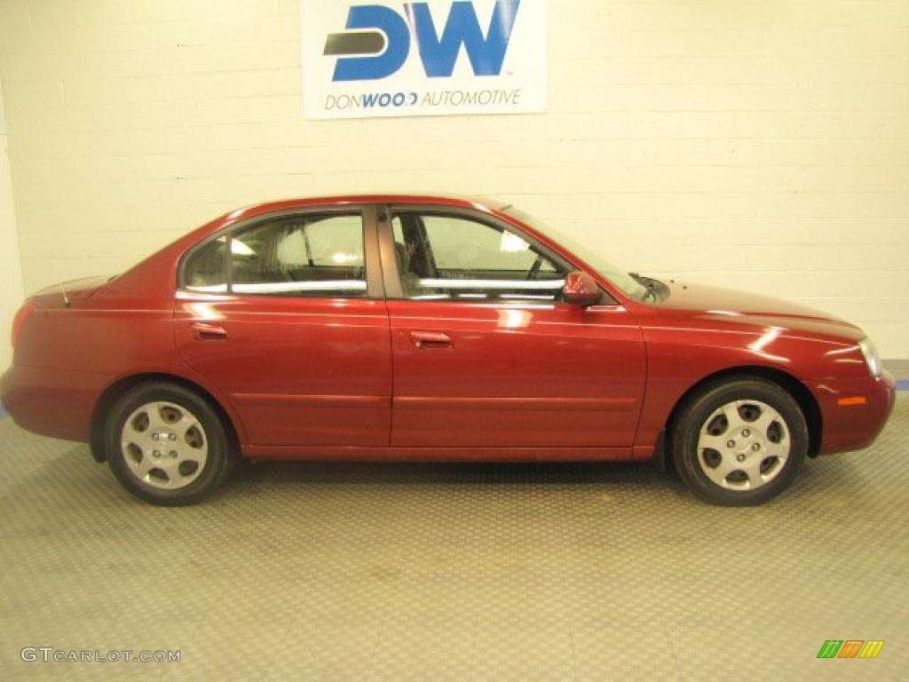 2002 Elantra GLS Sedan - Chianti Red / Beige photo #6