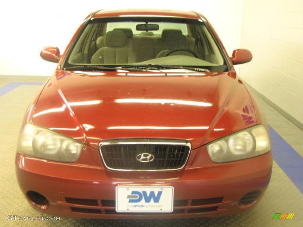 2002 Elantra GLS Sedan - Chianti Red / Beige photo #7
