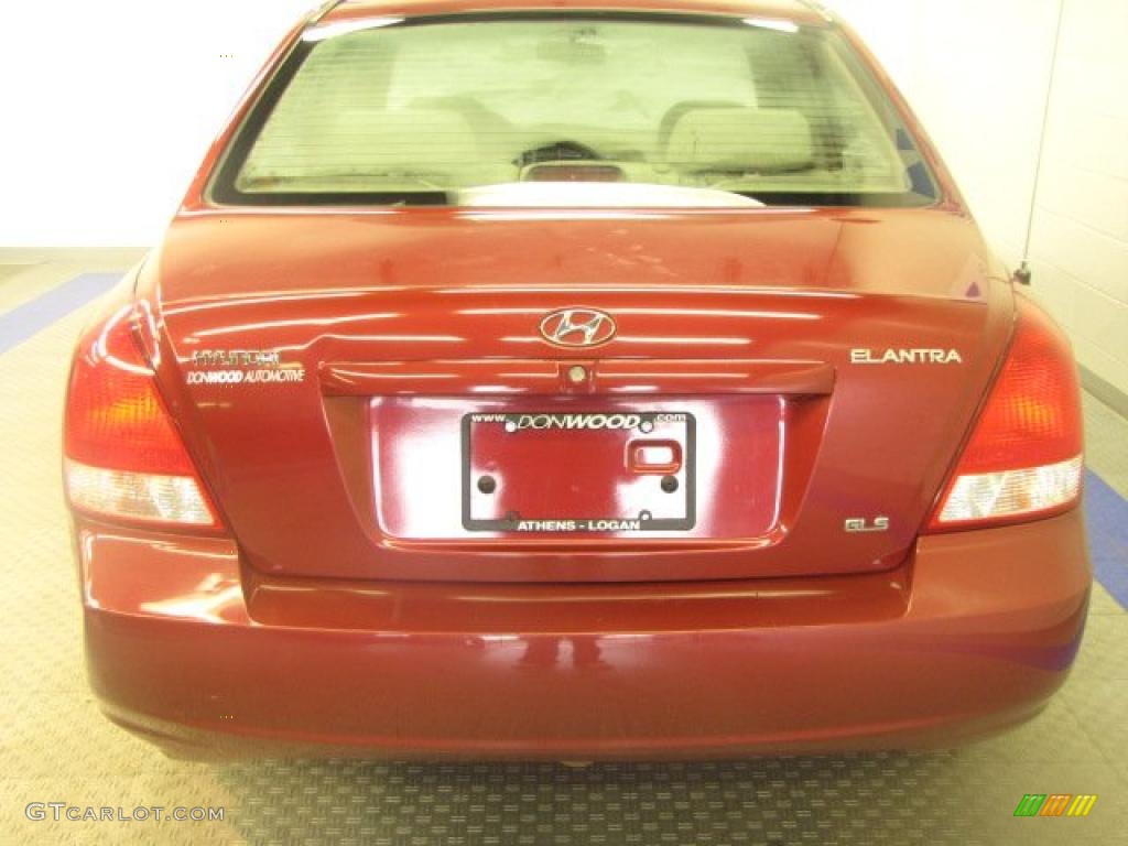 2002 Elantra GLS Sedan - Chianti Red / Beige photo #8