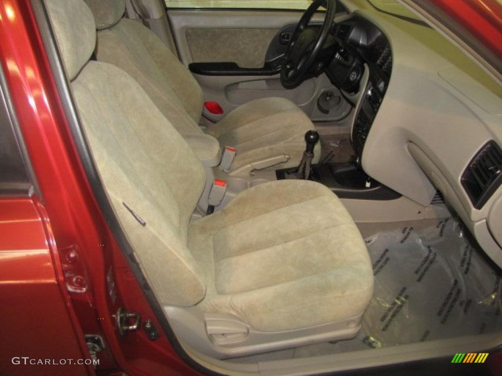 2002 Elantra GLS Sedan - Chianti Red / Beige photo #14