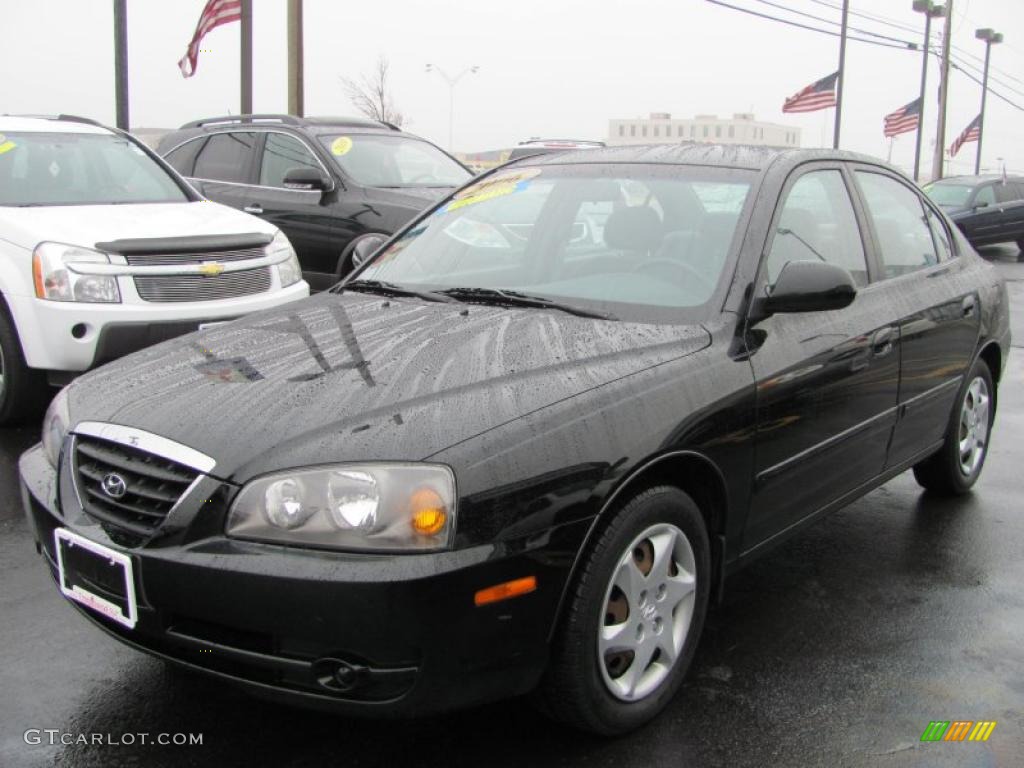 2006 Elantra GLS Sedan - Ebony Black / Gray photo #1
