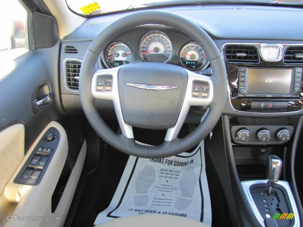 2011 Chrysler 200 Touring Black/Light Frost Beige Steering Wheel Photo #46820178