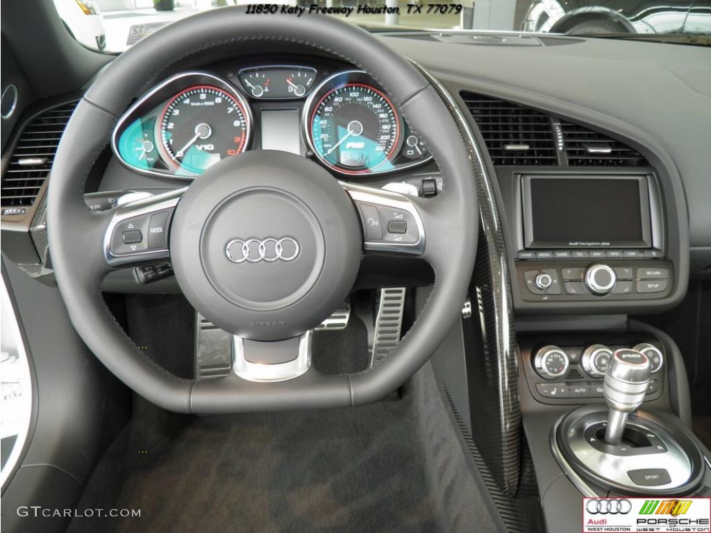 2011 Audi R8 Spyder 5.2 FSI quattro Black Fine Nappa Leather Steering Wheel Photo #46822224