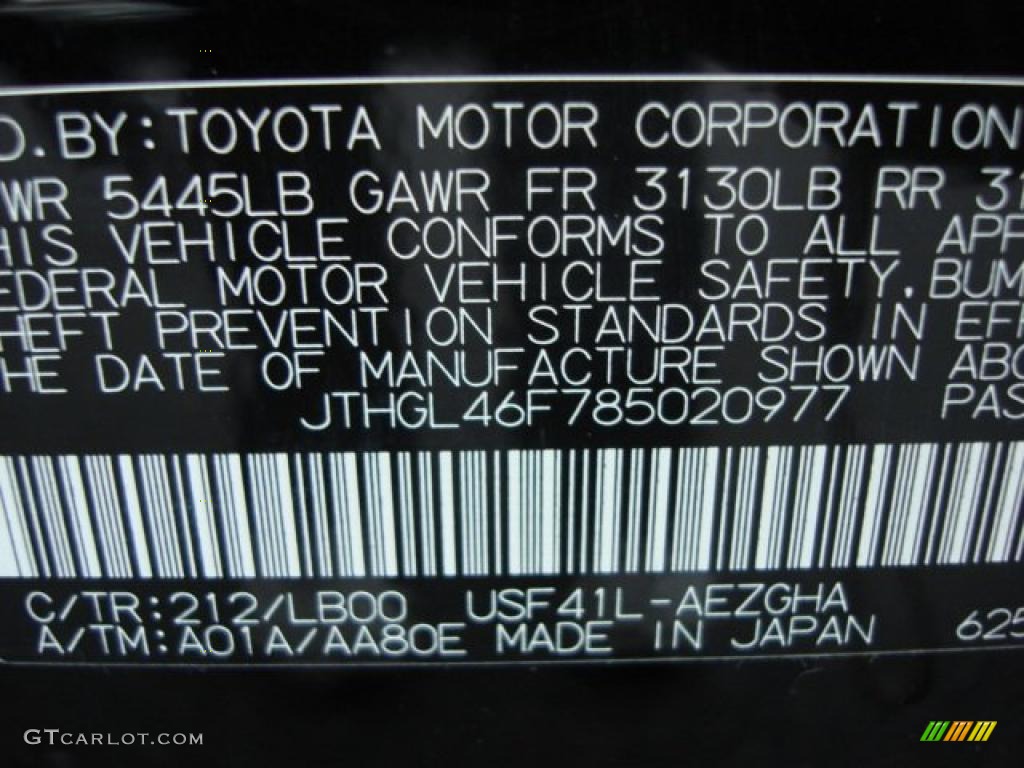 2008 LS Color Code 212 for Obsidian Black Photo #46826025