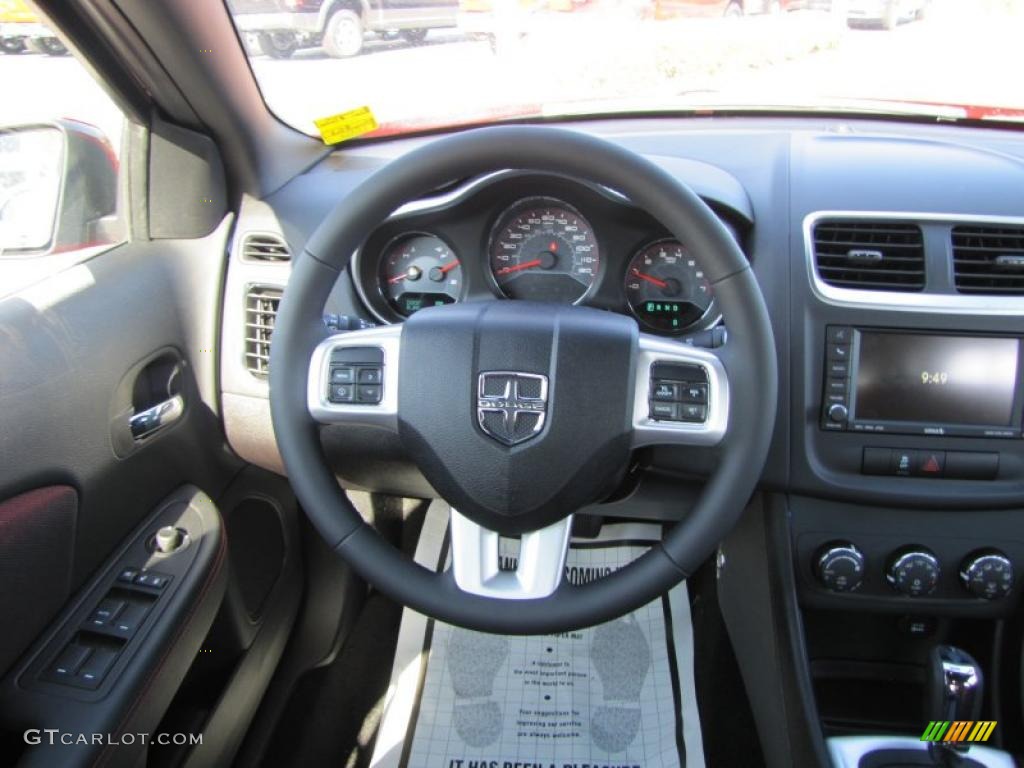 2011 Dodge Avenger Mainstreet Black/Red Steering Wheel Photo #46827222