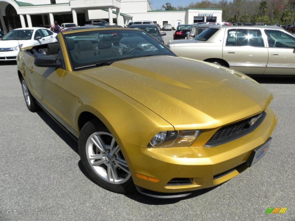 2010 Mustang V6 Convertible - Sunset Gold Metallic / Charcoal Black photo #1