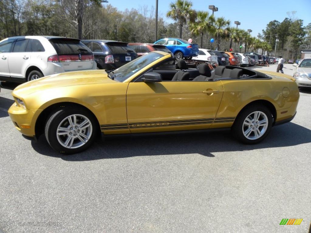 2010 Mustang V6 Convertible - Sunset Gold Metallic / Charcoal Black photo #2