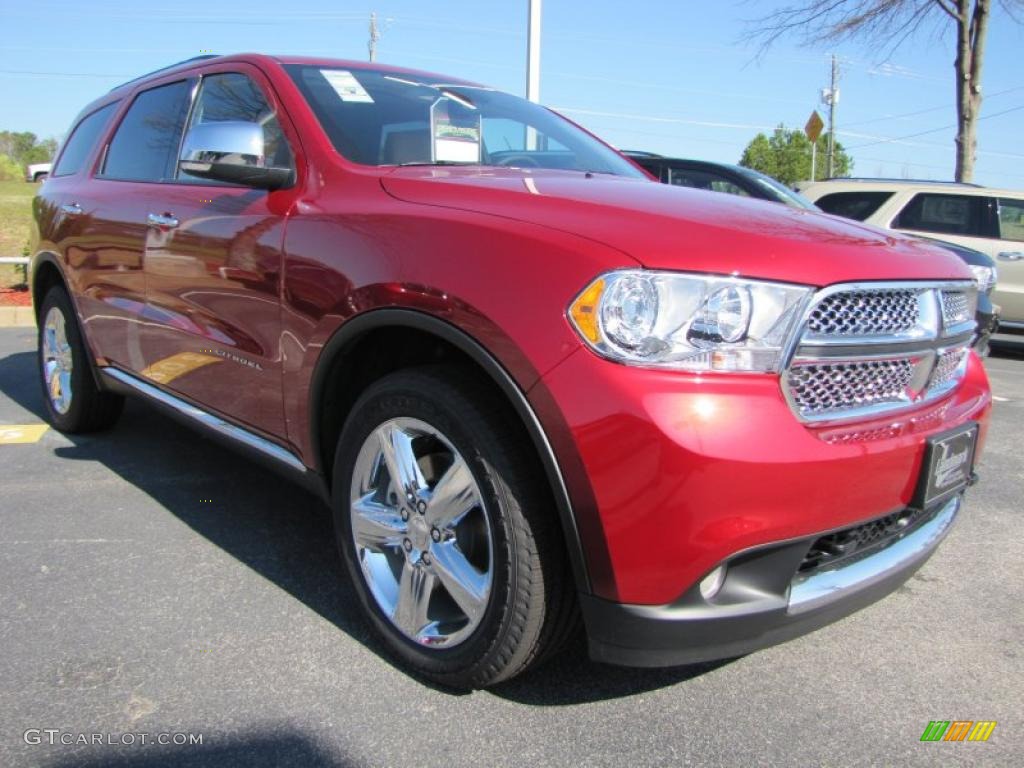 2011 Durango Citadel 4x4 - Inferno Red Crystal Pearl / Black/Tan photo #4