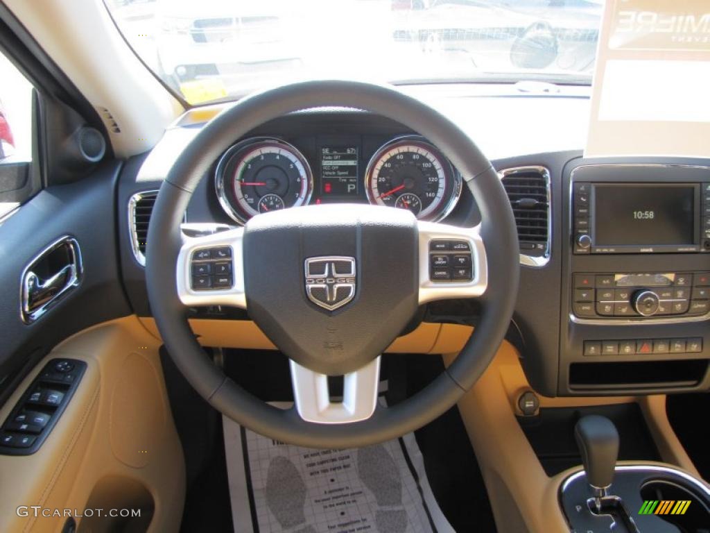 2011 Dodge Durango Citadel 4x4 Black/Tan Steering Wheel Photo #46829655