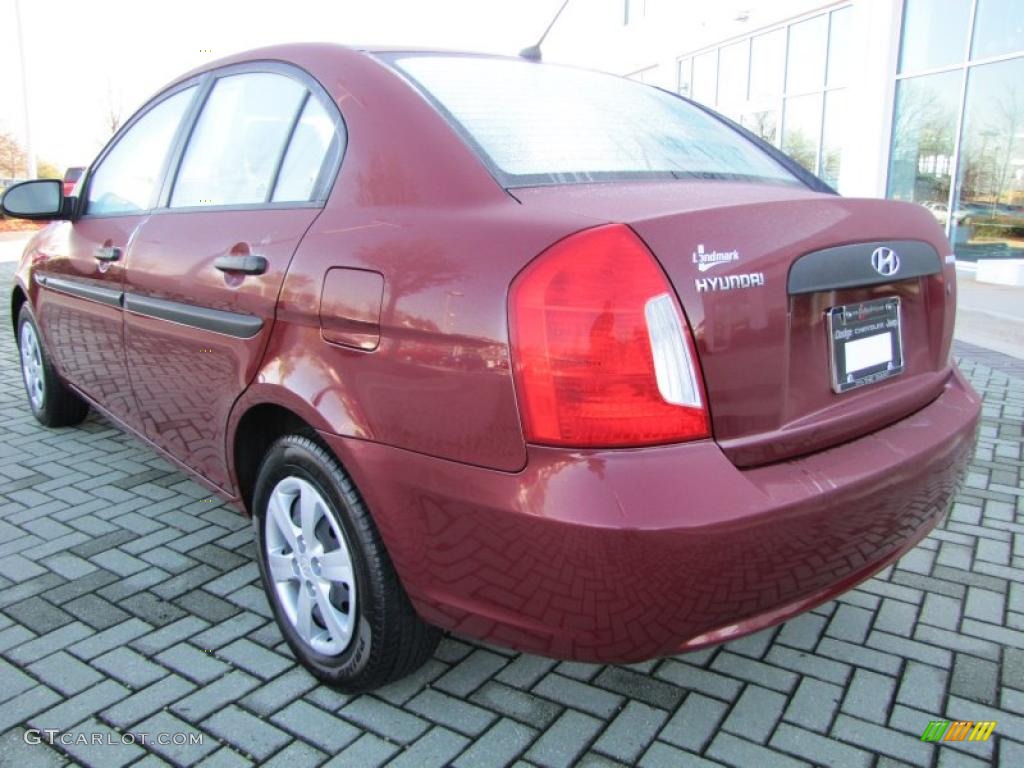 2009 Accent GLS 4 Door - Wine Red / Beige photo #3