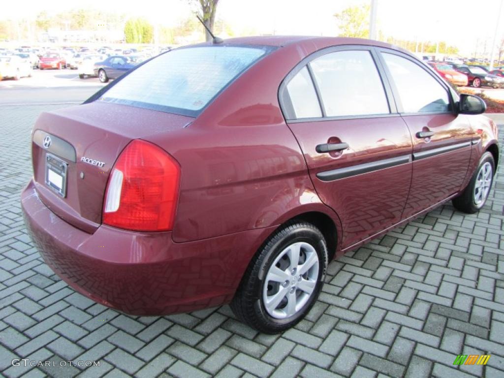 2009 Accent GLS 4 Door - Wine Red / Beige photo #5