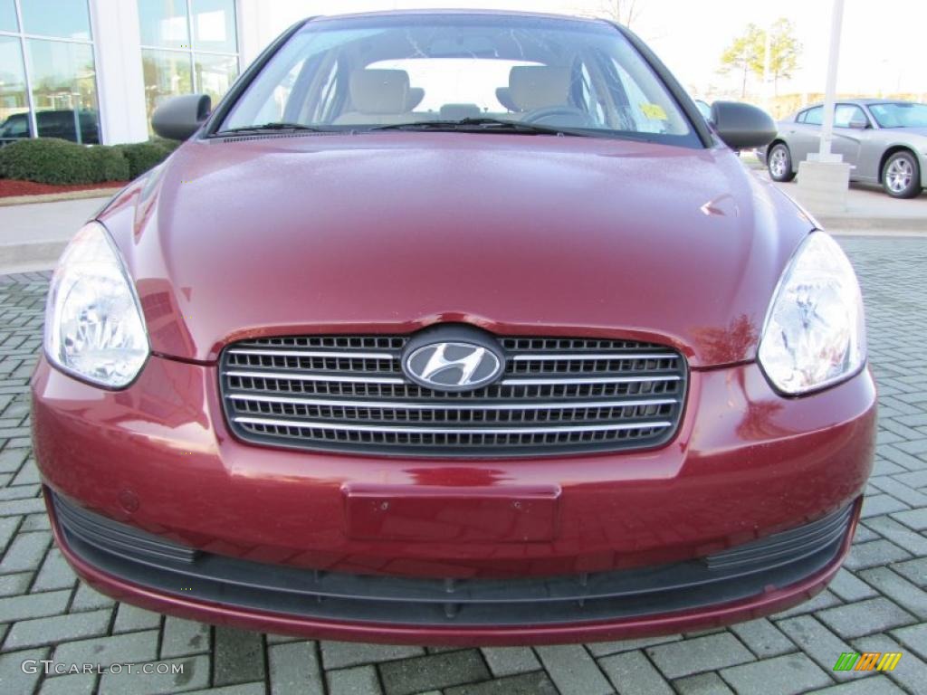 2009 Accent GLS 4 Door - Wine Red / Beige photo #8