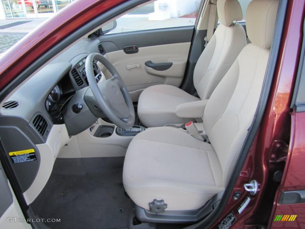 2009 Accent GLS 4 Door - Wine Red / Beige photo #10