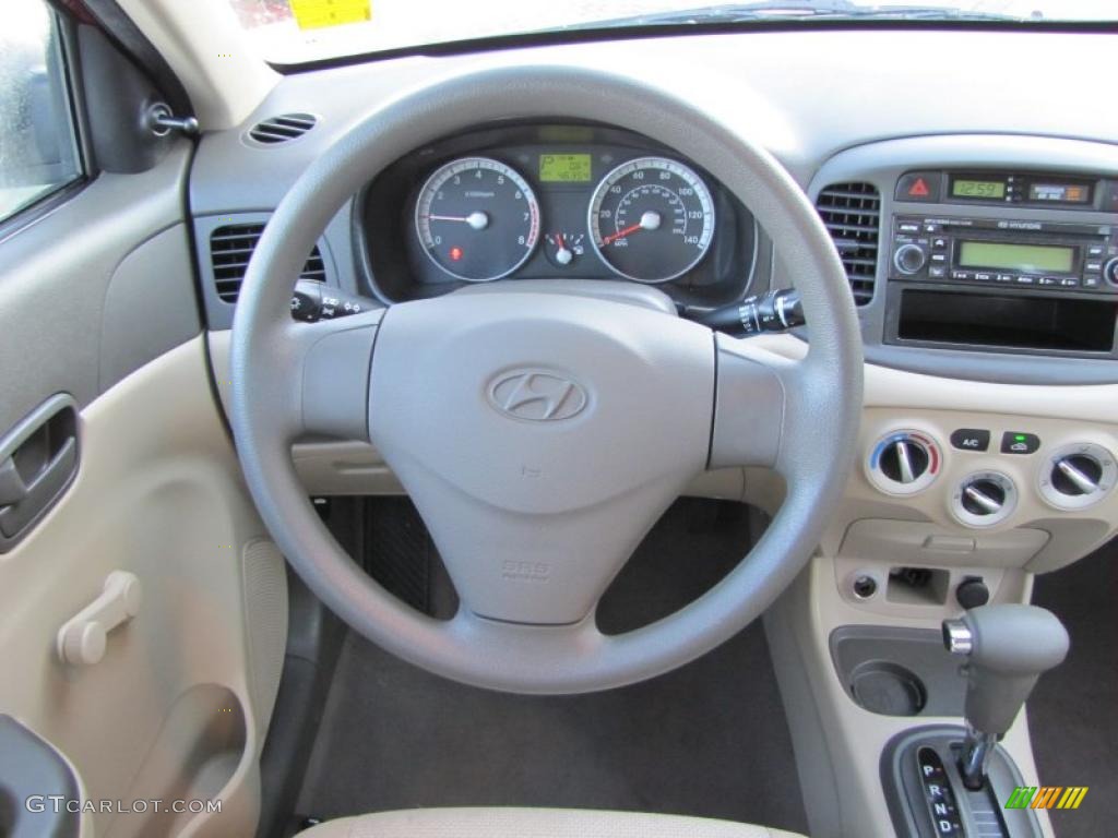 2009 Accent GLS 4 Door - Wine Red / Beige photo #21