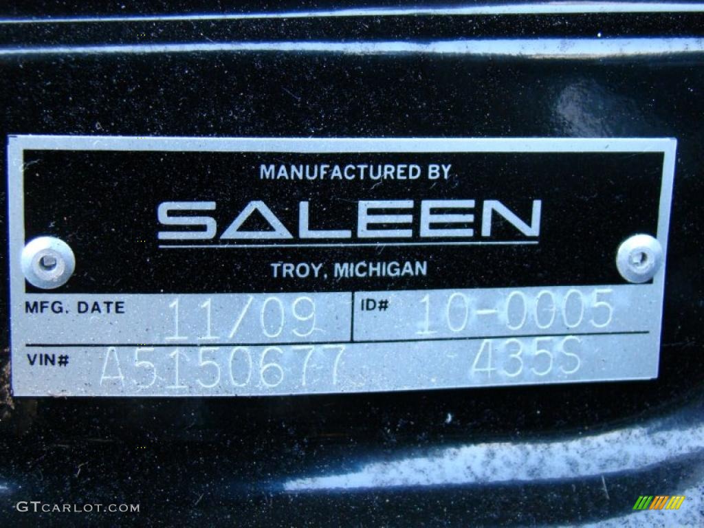 2010 Ford Mustang Saleen 435 S Coupe Info Tag Photos