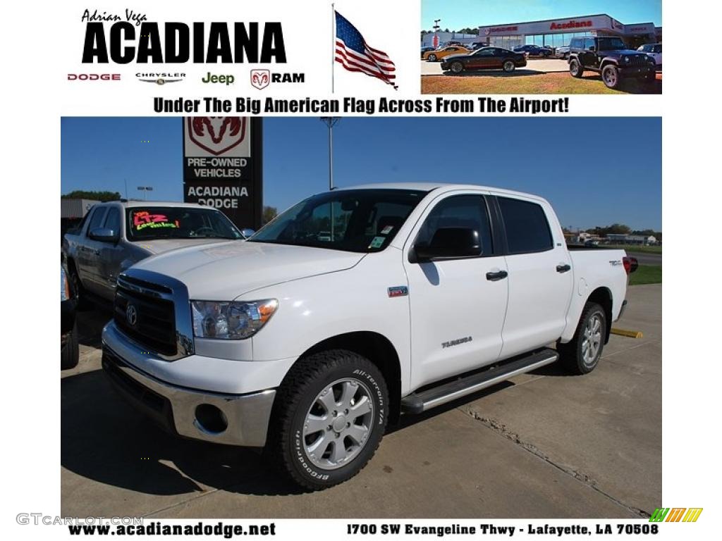 2010 Tundra TRD CrewMax 4x4 - Super White / Graphite Gray photo #1