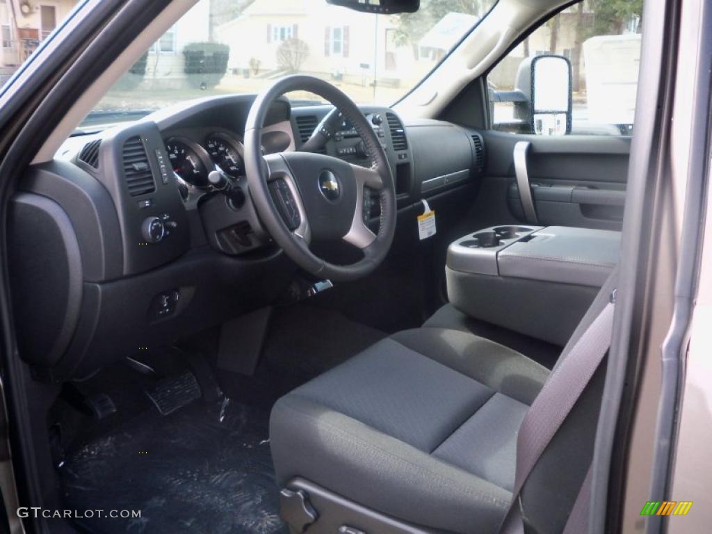 Ebony Interior 2011 Chevrolet Silverado 3500HD LT Extended Cab 4x4 Dually Photo #46837361