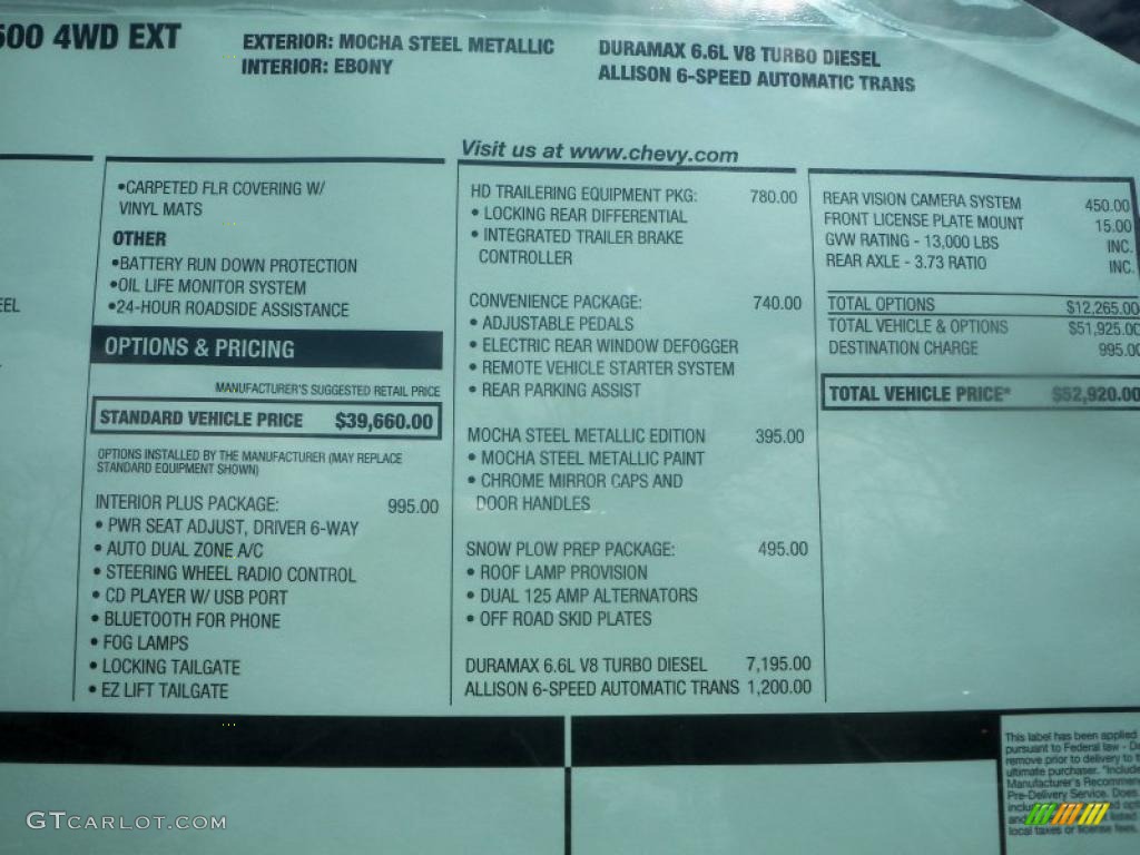 2011 Chevrolet Silverado 3500HD LT Extended Cab 4x4 Dually Window Sticker Photo #46837620