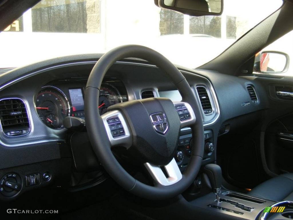 2011 Dodge Charger R/T Plus Black Steering Wheel Photo #46838691