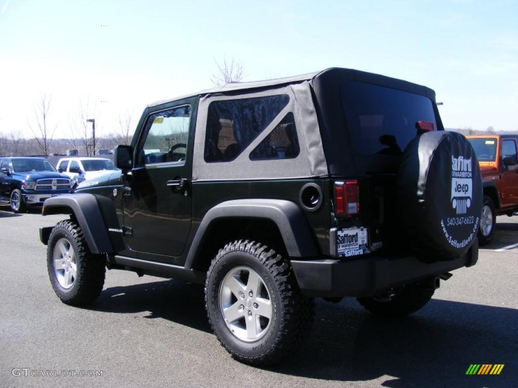 2011 Wrangler Rubicon 4x4 - Natural Green Pearl / Black/Dark Saddle photo #4